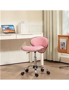 HOMCOM Adjustable Rolling Swivel Beauty Salon Chair, Stool for Spa, Pink 2