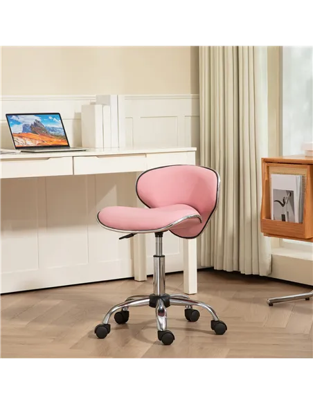 HOMCOM Adjustable Rolling Swivel Beauty Salon Chair, Stool for Spa, Pink
