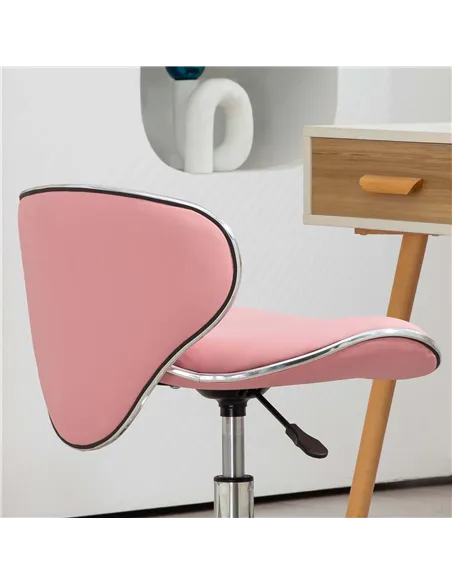 HOMCOM Adjustable Rolling Swivel Beauty Salon Chair, Stool for Spa, Pink
