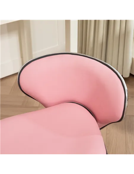 HOMCOM Adjustable Rolling Swivel Beauty Salon Chair, Stool for Spa, Pink
