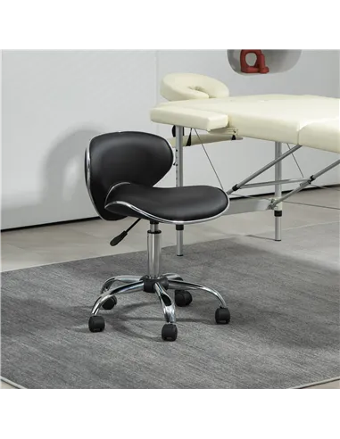 HOMCOM Adjustable Rolling Swivel Beauty Salon Chair, Stool for Spa, Black