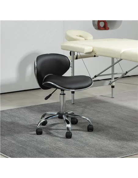 HOMCOM Adjustable Rolling Swivel Beauty Salon Chair, Stool for Spa, Black