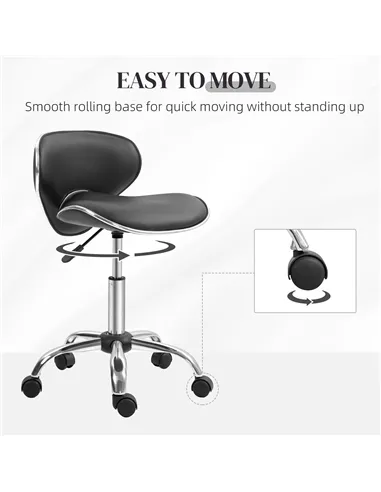HOMCOM Adjustable Rolling Swivel Beauty Salon Chair, Stool for Spa, Black