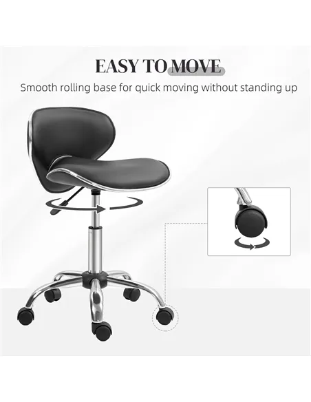 HOMCOM Adjustable Rolling Swivel Beauty Salon Chair, Stool for Spa, Black