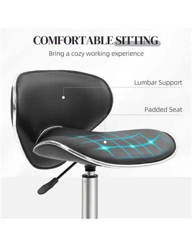 HOMCOM Adjustable Rolling Swivel Beauty Salon Chair, Stool for Spa, Black