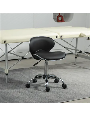 HOMCOM Adjustable Rolling Swivel Beauty Salon Chair, Stool for Spa, Black