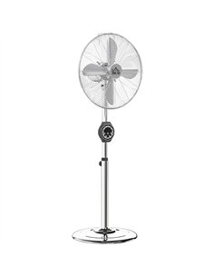 HOMCOM 16" Metal Pedestal Fan with Oscillating, Adjustable Height - Silver Tone