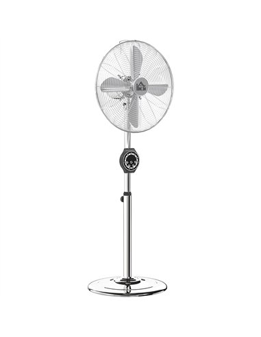 HOMCOM 16" Metal Pedestal Fan with Oscillating, Adjustable Height - Silver Tone