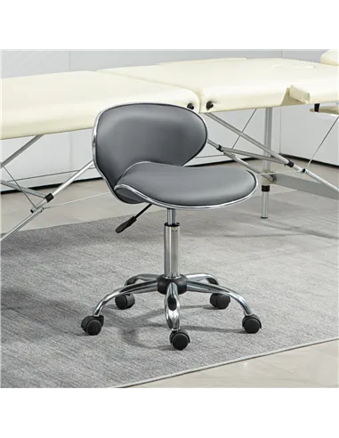 HOMCOM Adjustable Rolling Swivel Beauty Salon Chair, Stool for Spa, Grey