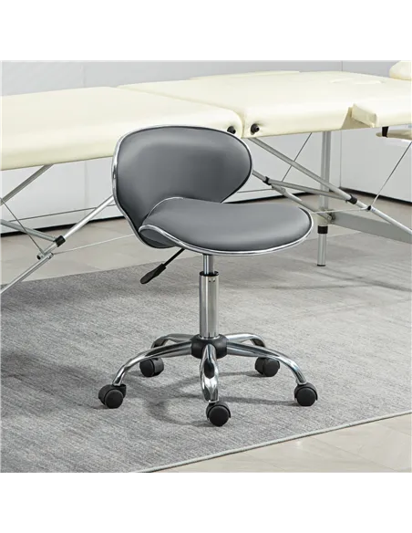 HOMCOM Adjustable Rolling Swivel Beauty Salon Chair, Stool for Spa, Grey