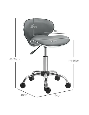 HOMCOM Adjustable Rolling Swivel Beauty Salon Chair, Stool for Spa, Grey