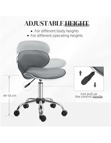 HOMCOM Adjustable Rolling Swivel Beauty Salon Chair, Stool for Spa, Grey