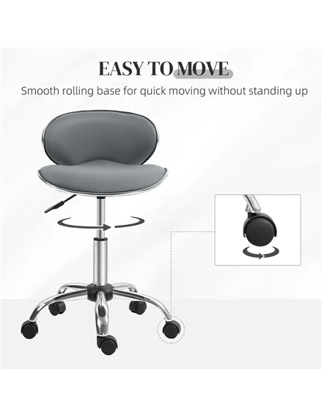 HOMCOM Adjustable Rolling Swivel Beauty Salon Chair, Stool for Spa, Grey