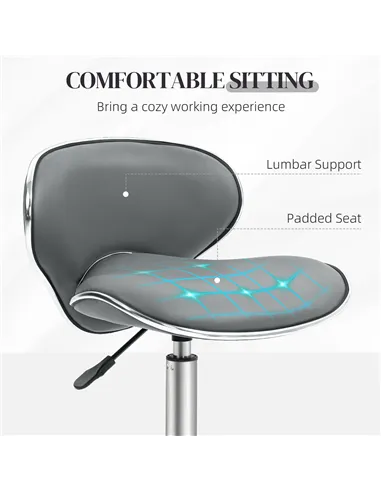 HOMCOM Adjustable Rolling Swivel Beauty Salon Chair, Stool for Spa, Grey