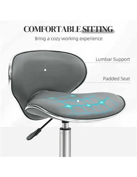HOMCOM Adjustable Rolling Swivel Beauty Salon Chair, Stool for Spa, Grey