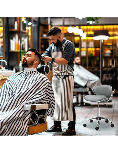 HOMCOM Adjustable Rolling Swivel Beauty Salon Chair, Stool for Spa, Grey