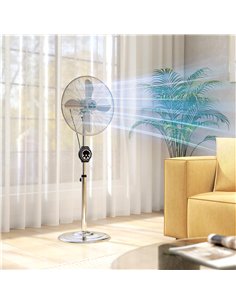 HOMCOM 16" Metal Pedestal Fan with Oscillating, Adjustable Height - Silver Tone 2