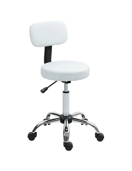 HOMCOM 360° Swivel Seat Salon Stool - White