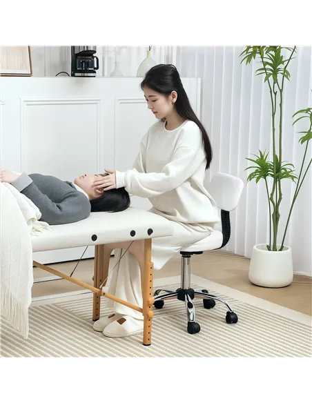 HOMCOM 360° Swivel Seat Salon Stool - White