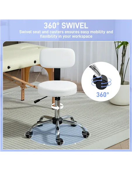 HOMCOM 360° Swivel Seat Salon Stool - White