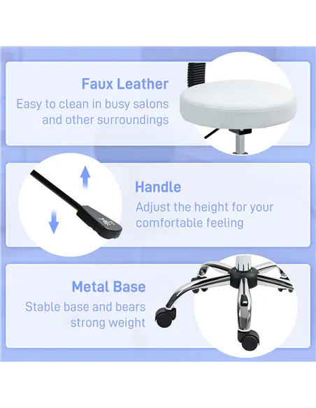 HOMCOM 360° Swivel Seat Salon Stool - White