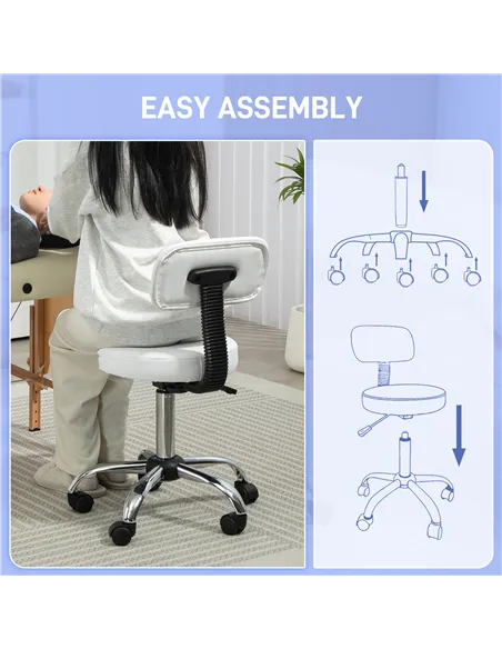 HOMCOM 360° Swivel Seat Salon Stool - White