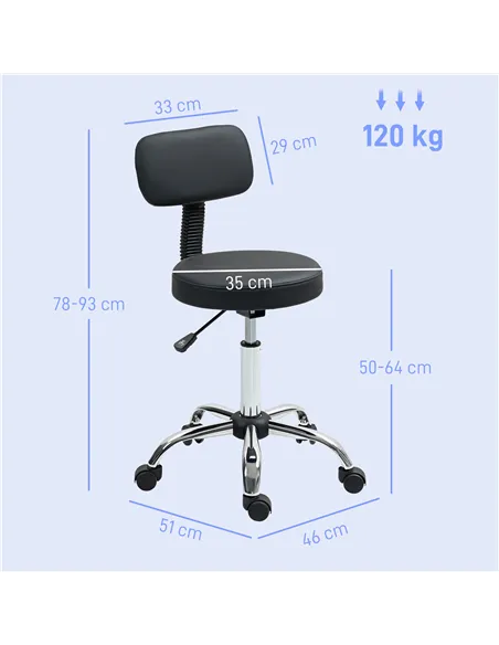 HOMCOM 360° Swivel Seat Salon Stool - Black