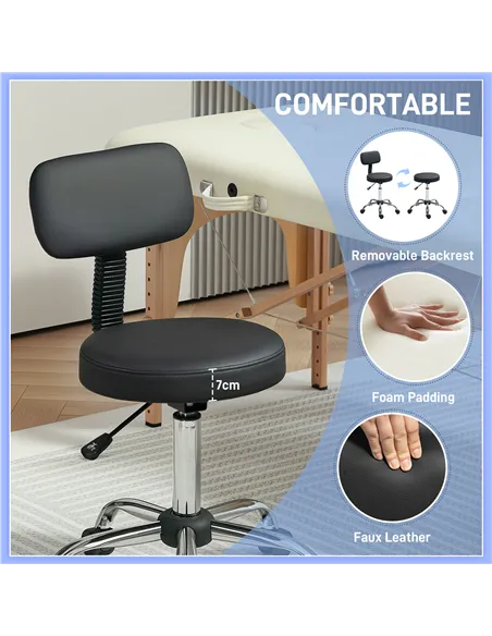 HOMCOM 360° Swivel Seat Salon Stool - Black