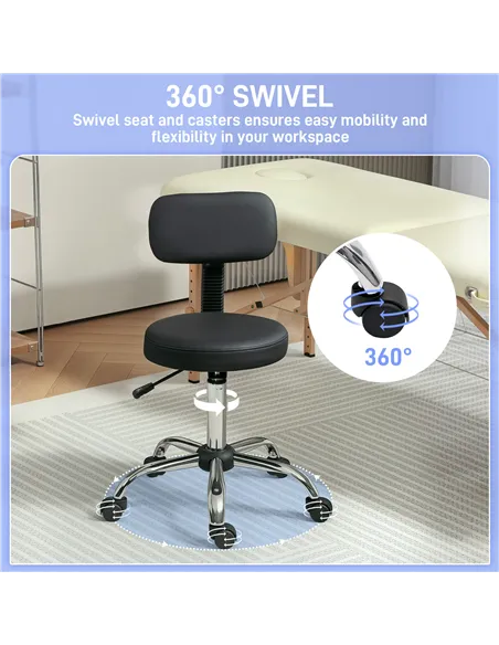 HOMCOM 360° Swivel Seat Salon Stool - Black