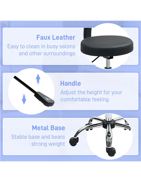 HOMCOM 360° Swivel Seat Salon Stool - Black