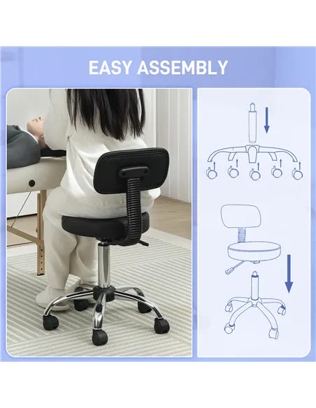 HOMCOM 360° Swivel Seat Salon Stool - Black