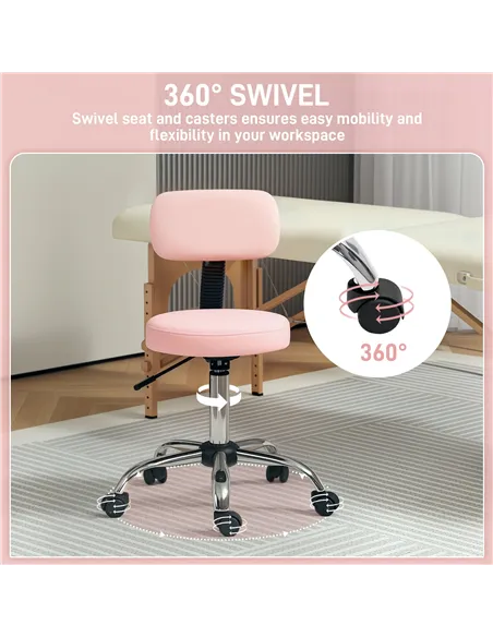 HOMCOM 360° Swivel Seat Salon Stool - Pink