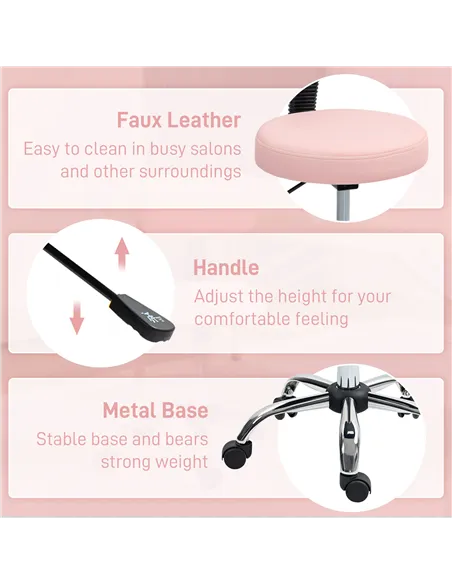 HOMCOM 360° Swivel Seat Salon Stool - Pink