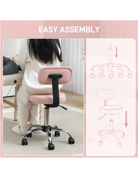 HOMCOM 360° Swivel Seat Salon Stool - Pink