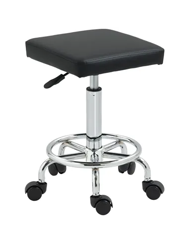 HOMCOM Faux Leather Padded Salon Stool - Black
