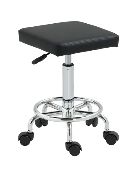 HOMCOM Faux Leather Padded Salon Stool - Black