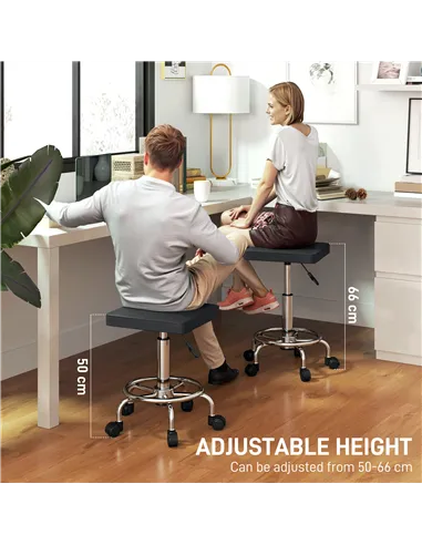 HOMCOM Faux Leather Padded Salon Stool - Black