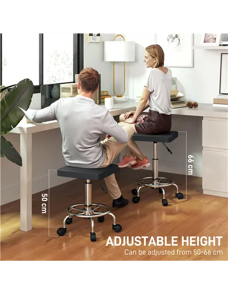 HOMCOM Faux Leather Padded Salon Stool - Black