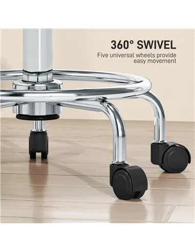 HOMCOM Faux Leather Padded Salon Stool - Black