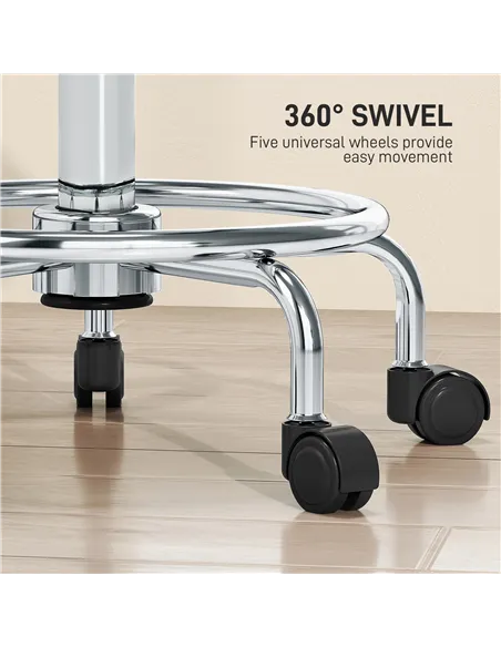 HOMCOM Faux Leather Padded Salon Stool - Black