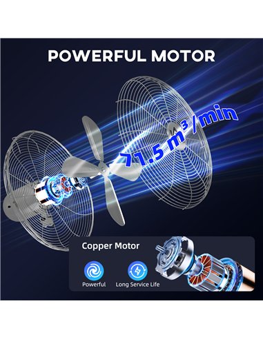 HOMCOM 16" Metal Pedestal Fan with Oscillating, Adjustable Height - Silver Tone