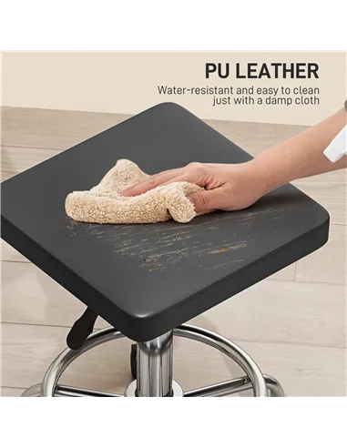 HOMCOM Faux Leather Padded Salon Stool - Black