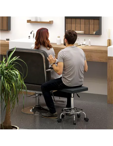 HOMCOM Faux Leather Padded Salon Stool - Black