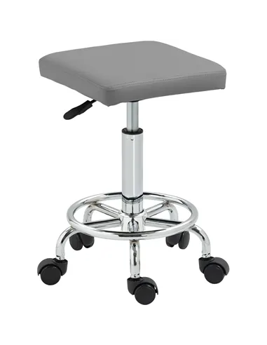 HOMCOM Faux Leather Padded Salon Stool - Grey