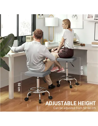 HOMCOM Faux Leather Padded Salon Stool - Grey