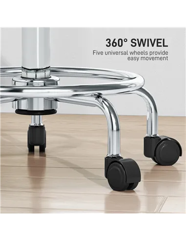 HOMCOM Faux Leather Padded Salon Stool - Grey