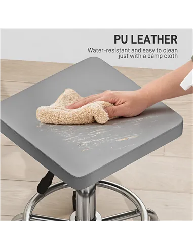 HOMCOM Faux Leather Padded Salon Stool - Grey