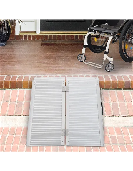 HOMCOM 3ft Folding Aluminum Wheelchair Ramp Scooter Portable Mobility Assist Suitcase Access Aid Disabled