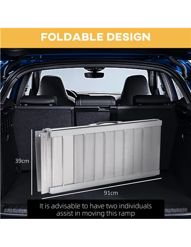 HOMCOM 3ft Folding Aluminum Wheelchair Ramp Scooter Portable Mobility Assist Suitcase Access Aid Disabled