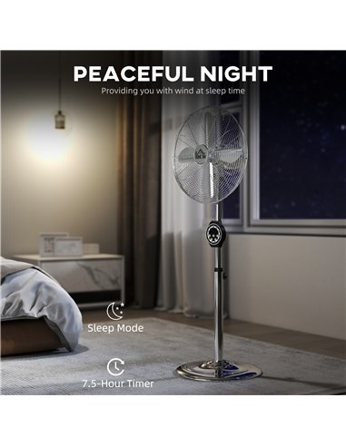 HOMCOM 16" Metal Pedestal Fan with Oscillating, Adjustable Height - Silver Tone